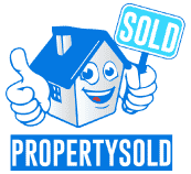 The logo of a house with the sign sold and written property sold